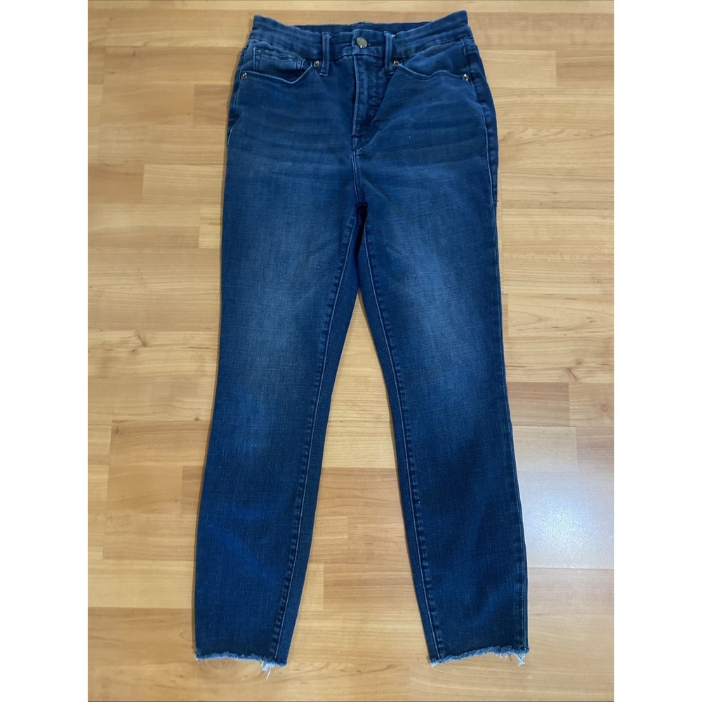 Good American Good Waist Cropped Skinny Jeans Size 6/28 Blue Denim Cotton